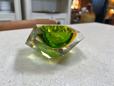 Beautiful Italian Submerged Green Glass Ashtray 1960s