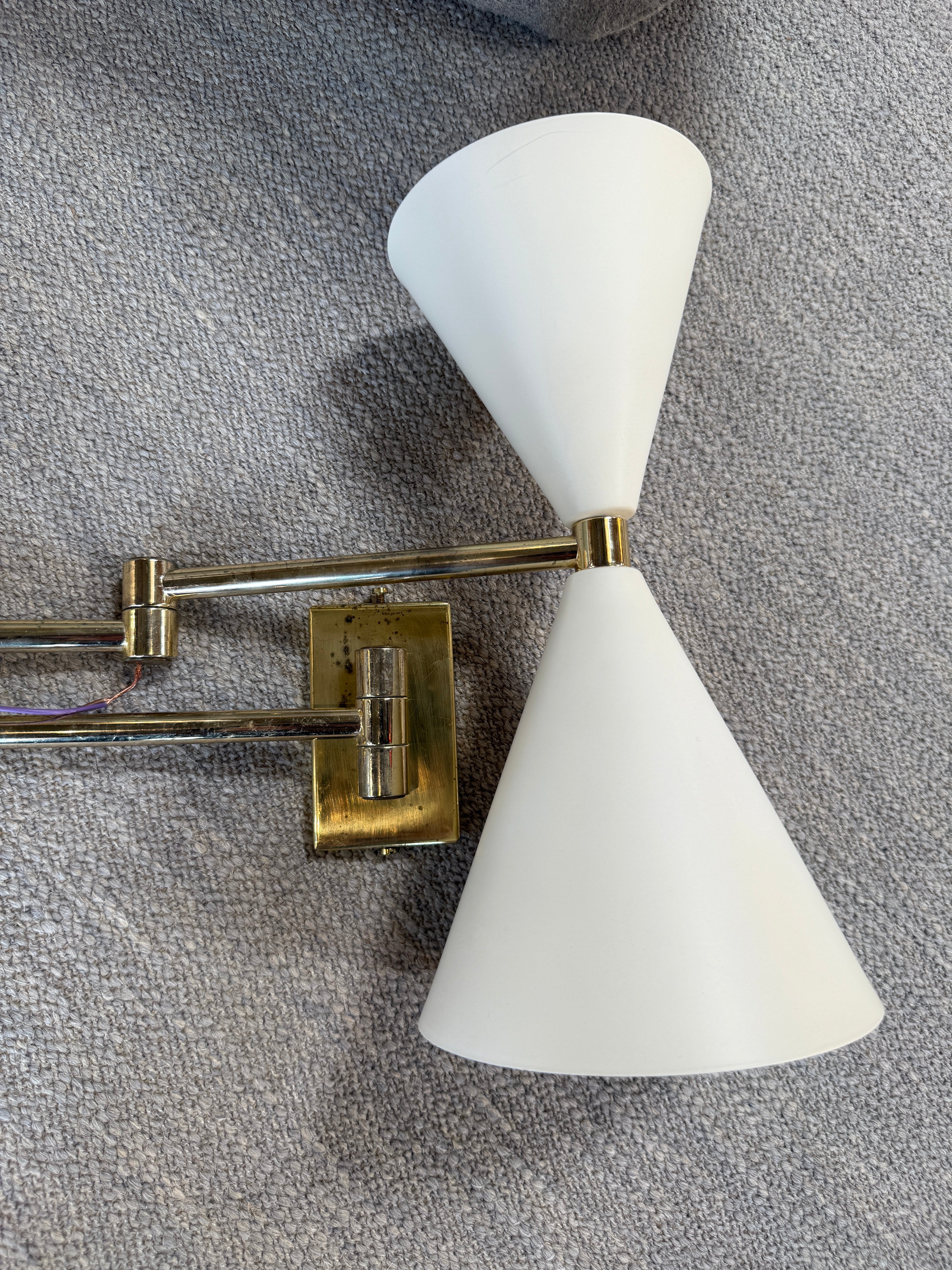 Pair of Mid-Century Modern Brass Double Cone Wall Sconces