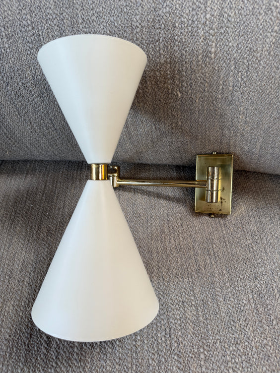 Pair of Mid-Century Modern Brass Double Cone Wall Sconces
