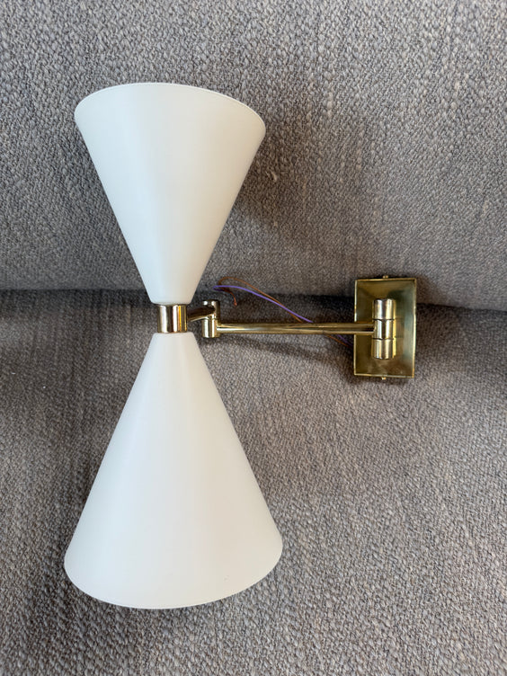 Pair of Mid-Century Modern Brass Double Cone Wall Sconces