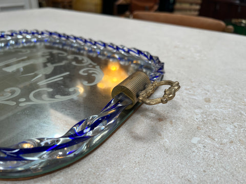 Vintage Italian Decorative Murano and Mirror Tray 1950