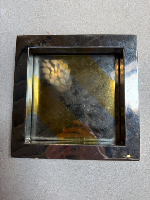Vintage Chrome Catchall Tray With Stripe Detail