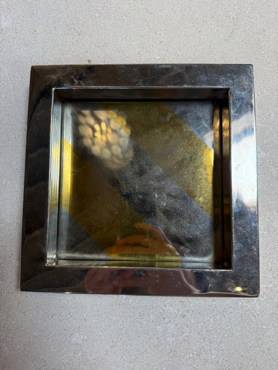 Vintage Chrome Catchall Tray With Stripe Detail