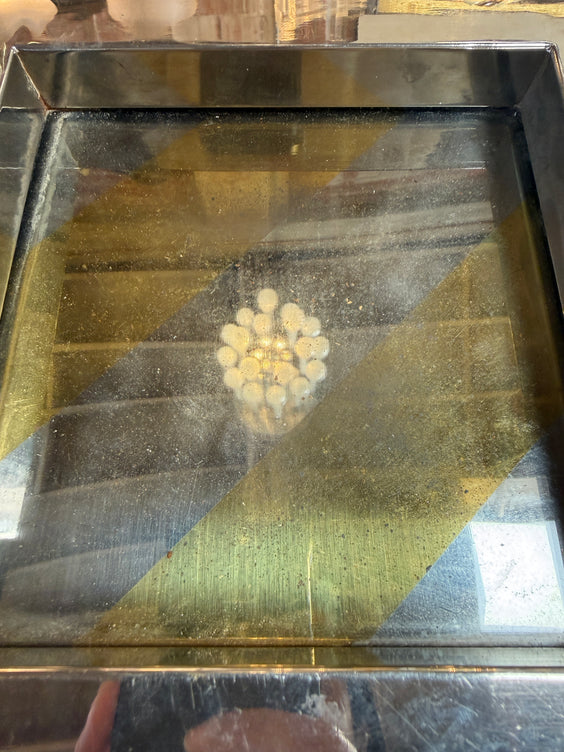 Vintage Chrome Catchall Tray With Stripe Detail