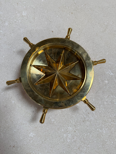 Vintage Brass Nautical Ship Wheel Ashtray