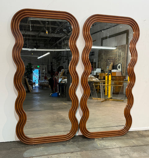 Large Mid-Century Modern Wave-Frame Mirror