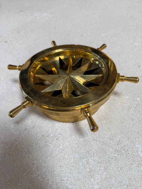 Vintage Brass Nautical Ship Wheel Ashtray