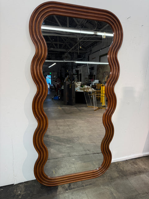 Large Mid-Century Modern Wave-Frame Mirror