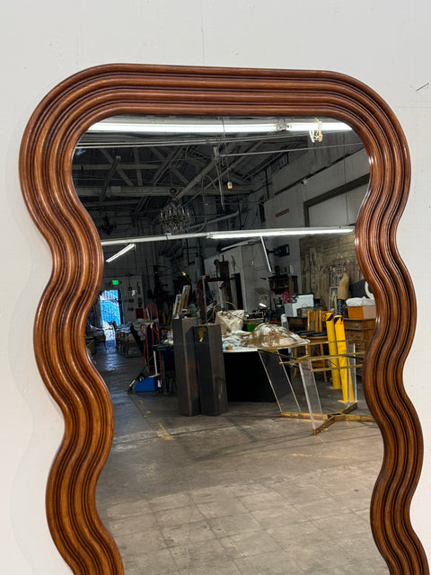 Large Mid-Century Modern Wave-Frame Mirror