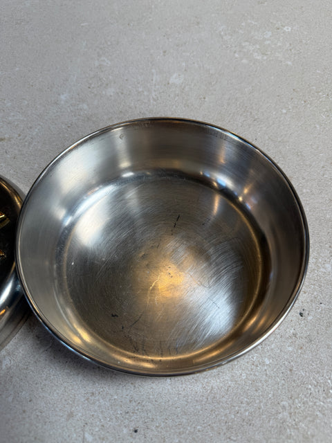 Vintage Brass Lemon Lid Box on Chrome Base