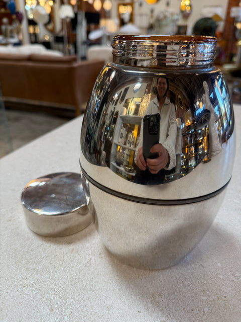 Vintage Chrome Ice Bucket with Lid