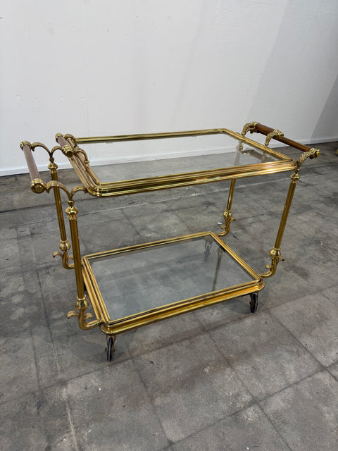Mid-Century Gilt Brass Bar Cart, circa 1960s