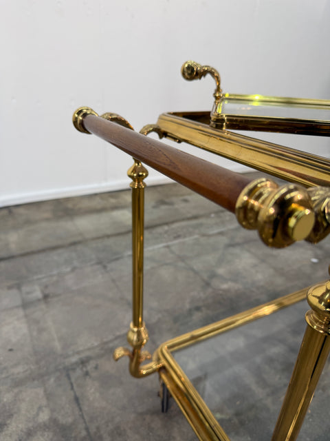 Mid-Century Gilt Brass Bar Cart, circa 1960s