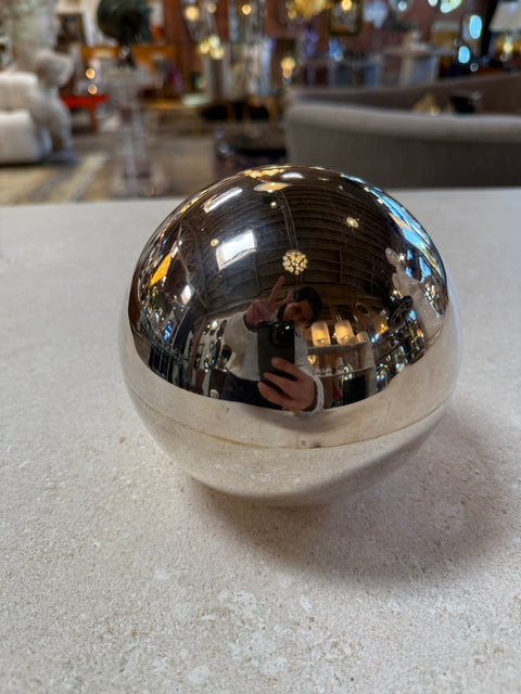 Vintage Chrome Orb Candle Holder with Snuffer Lid