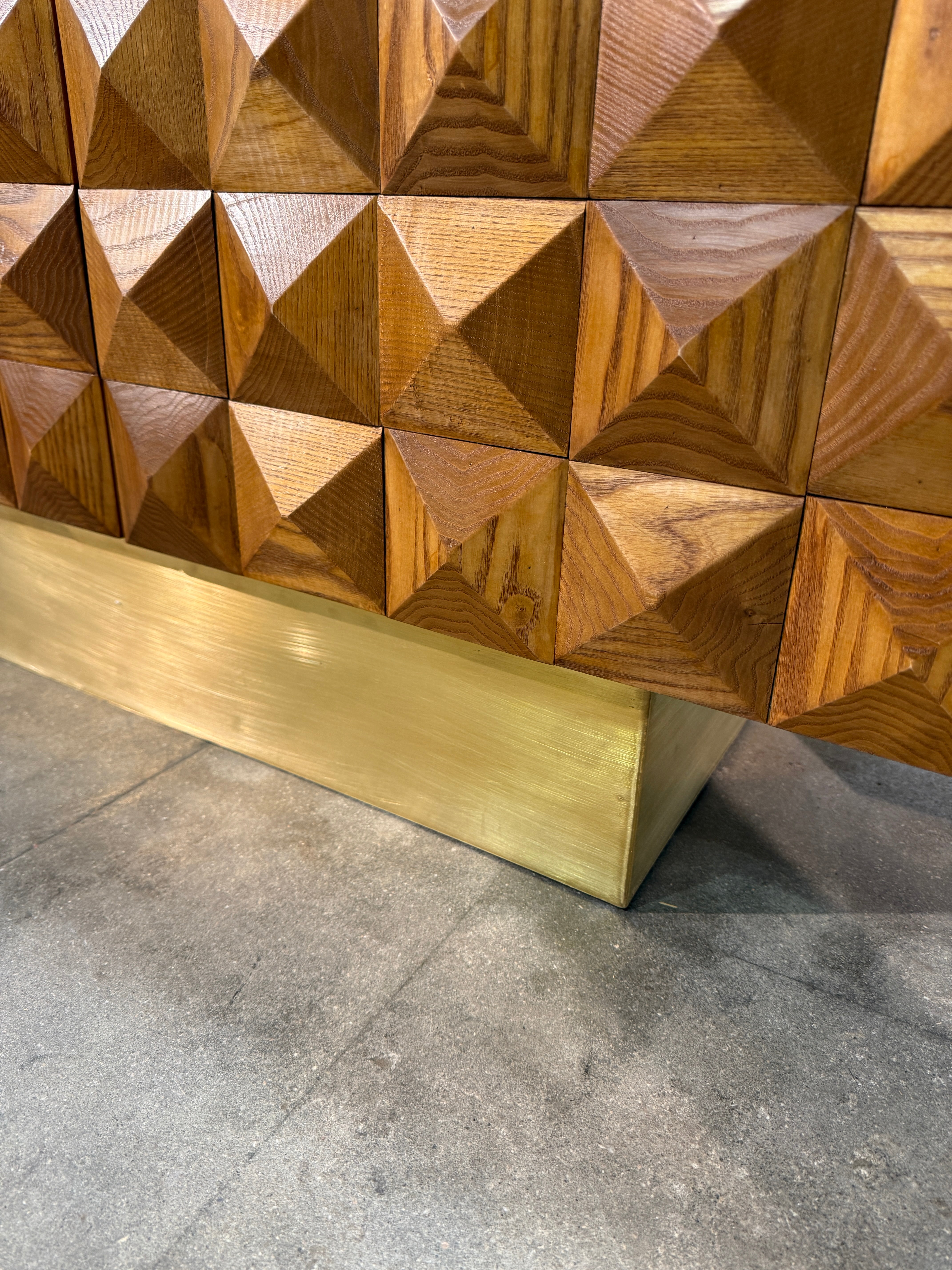 Pair of Geometric Wood Cabinets, Mid-20th Century