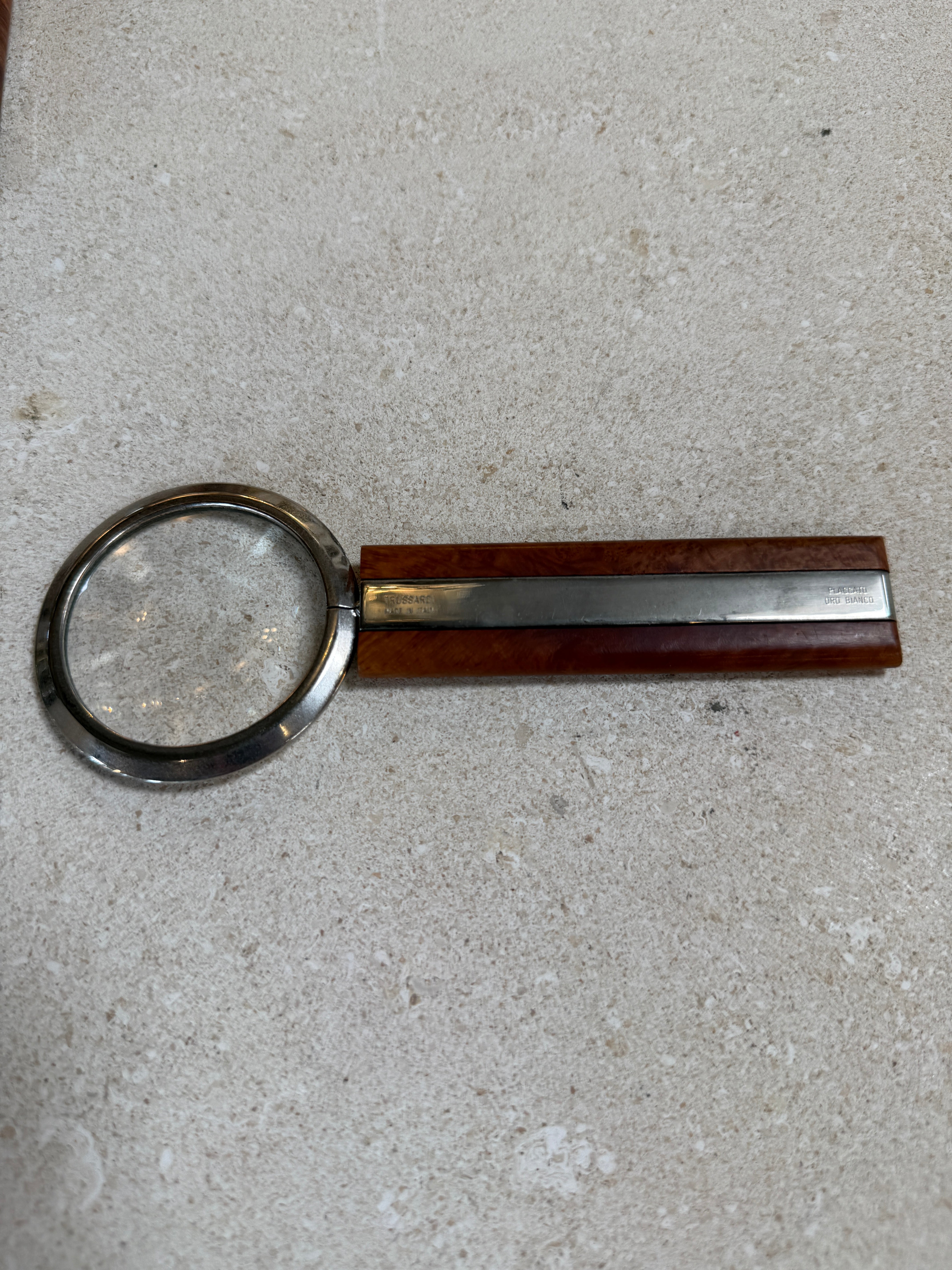 Vintage Trussardi Wood & Metal Desk Accessories Set