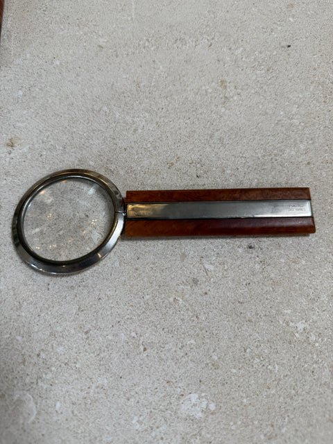 Vintage Trussardi Wood & Metal Desk Accessories Set