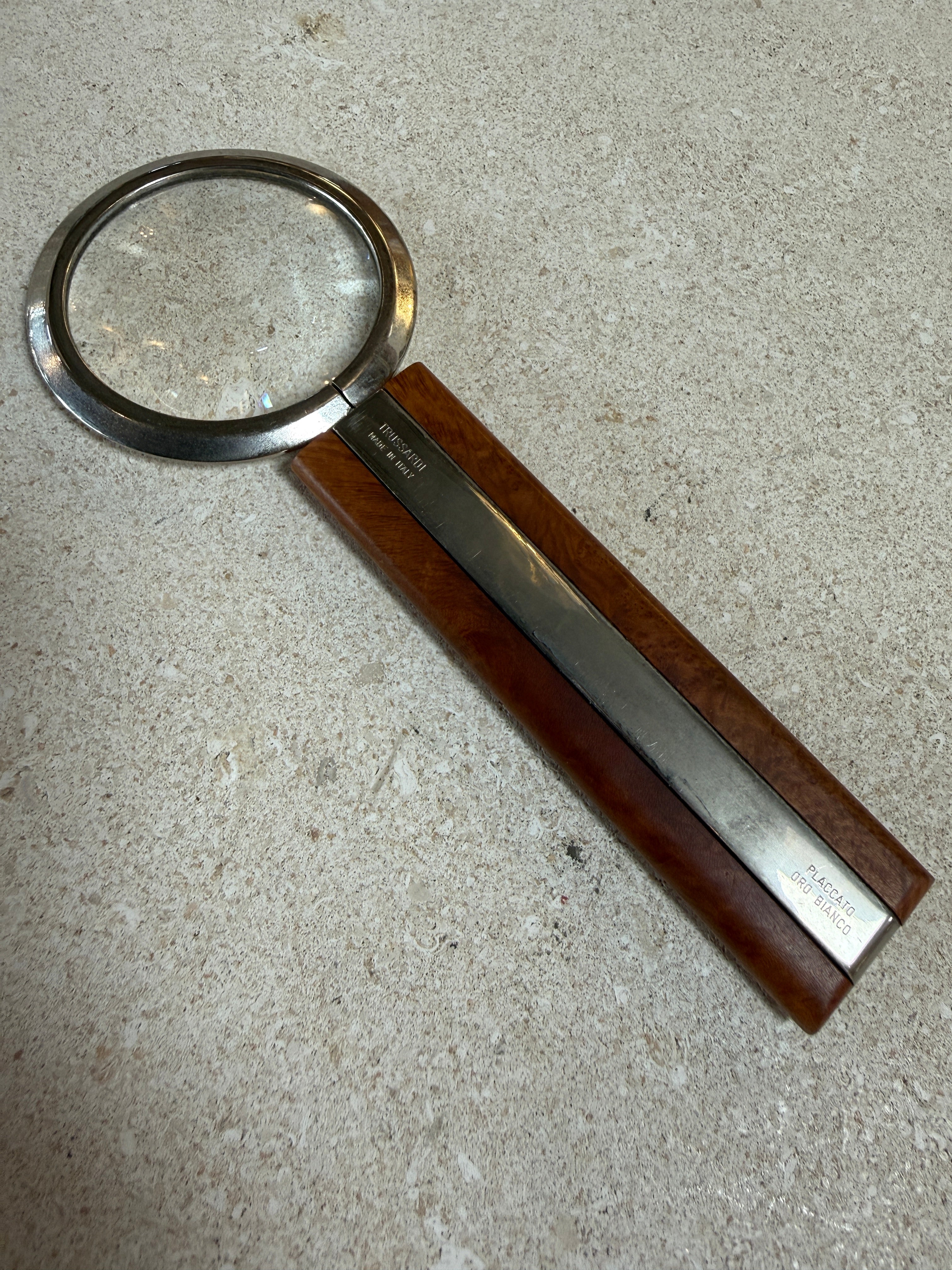 Vintage Trussardi Wood & Metal Desk Accessories Set