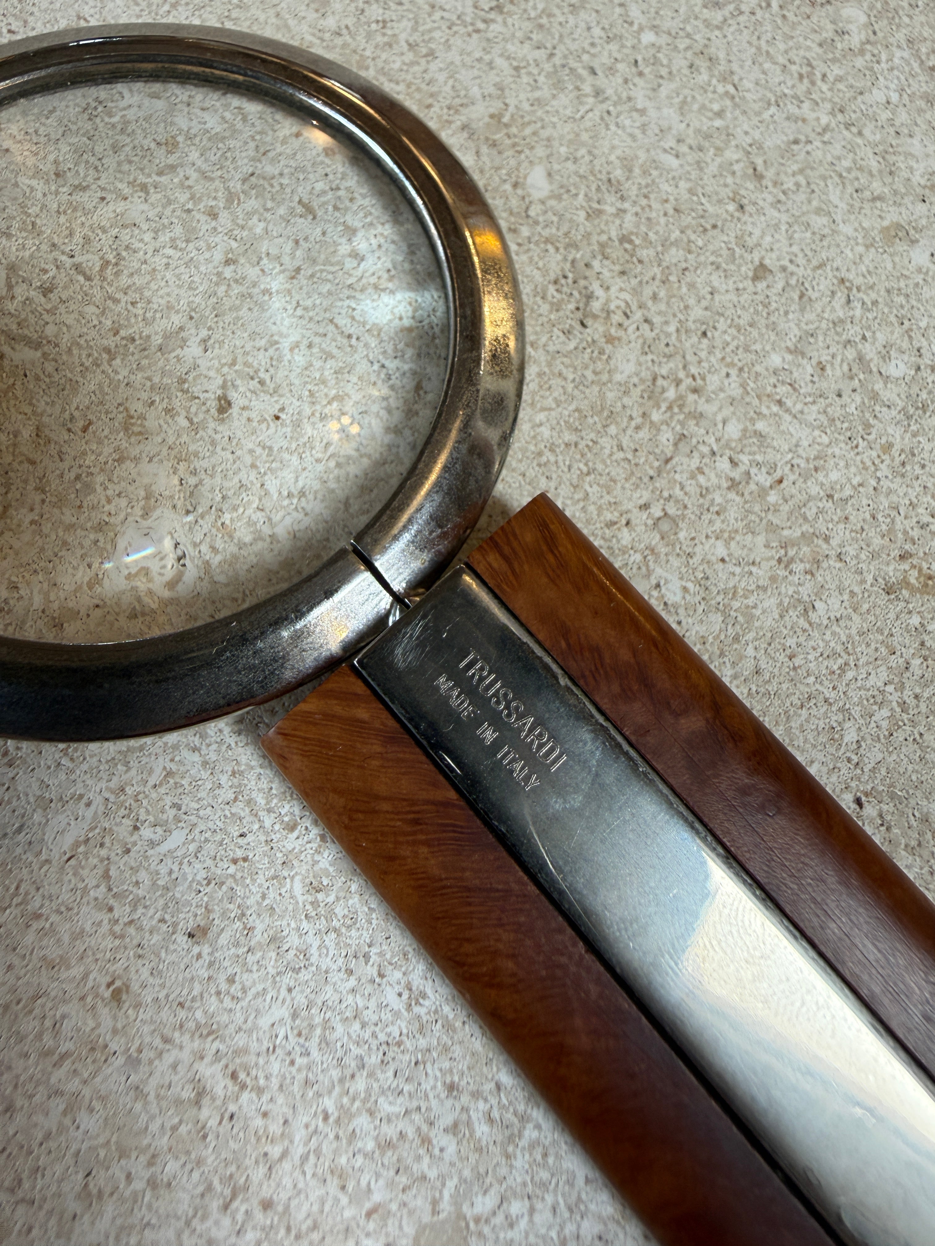 Vintage Trussardi Wood & Metal Desk Accessories Set