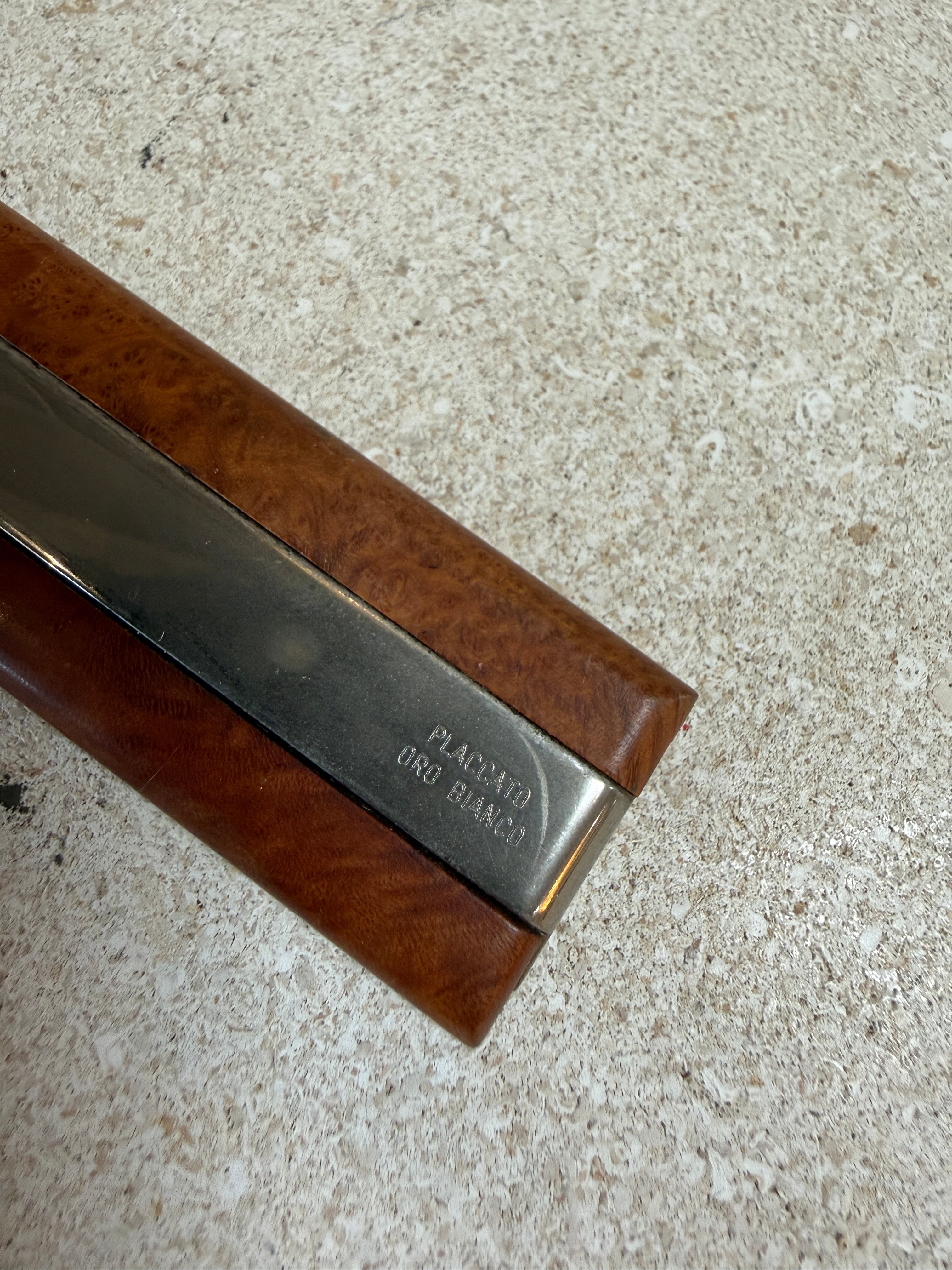 Vintage Trussardi Wood & Metal Desk Accessories Set