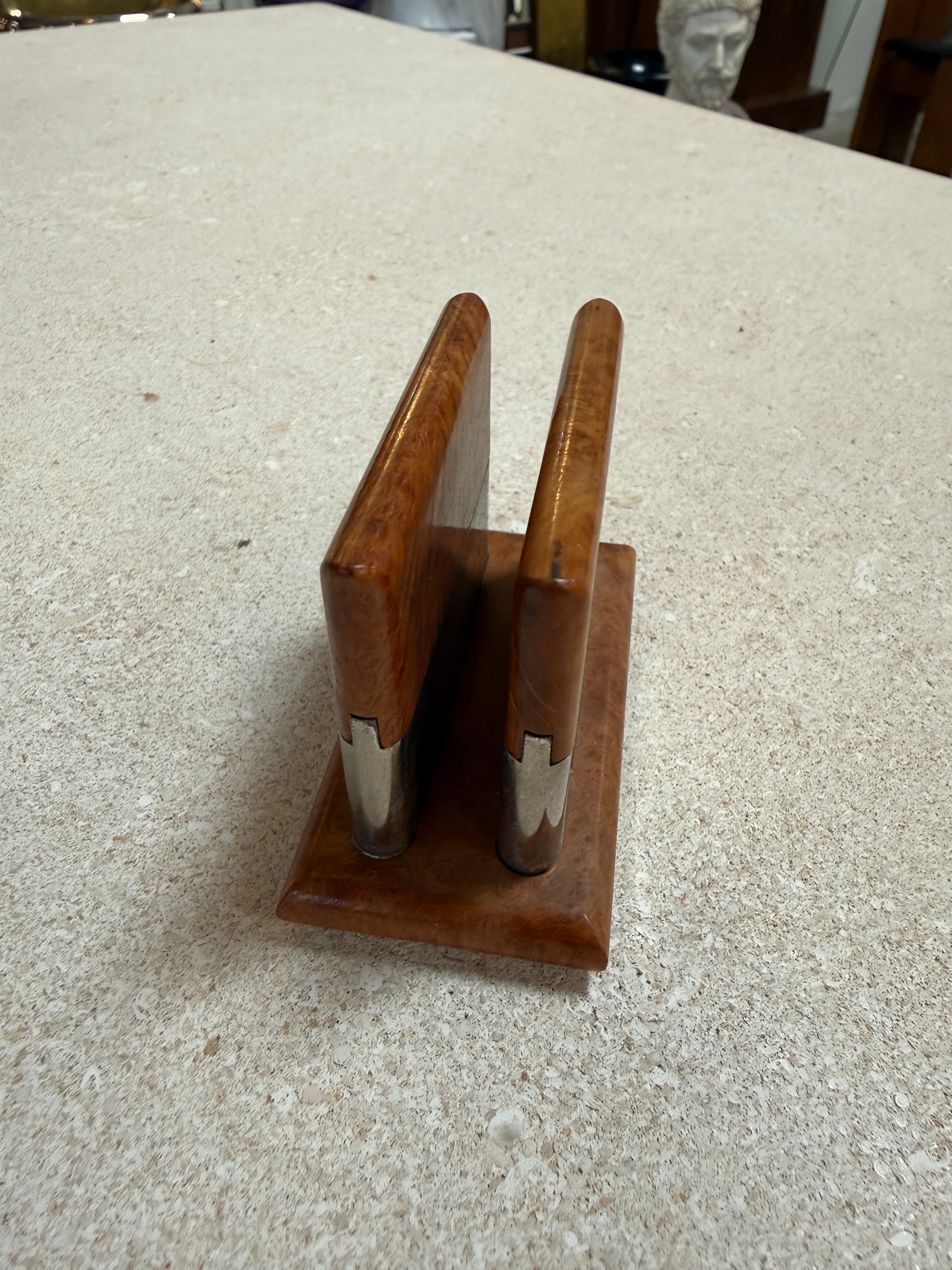 Vintage Trussardi Wood & Metal Desk Accessories Set