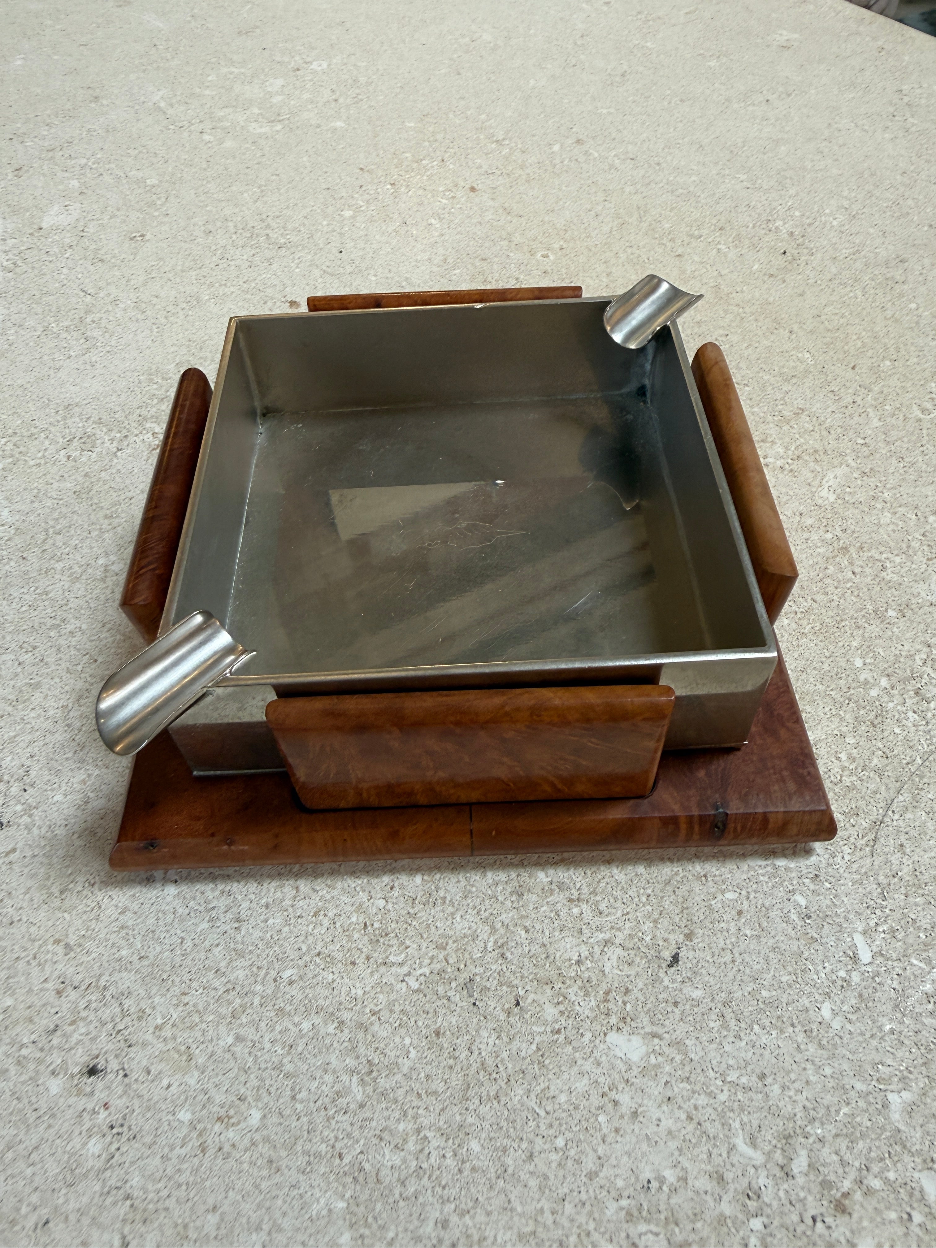 Vintage Trussardi Wood & Metal Desk Accessories Set