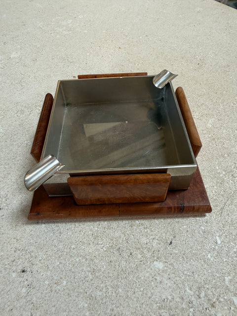 Vintage Trussardi Wood & Metal Desk Accessories Set