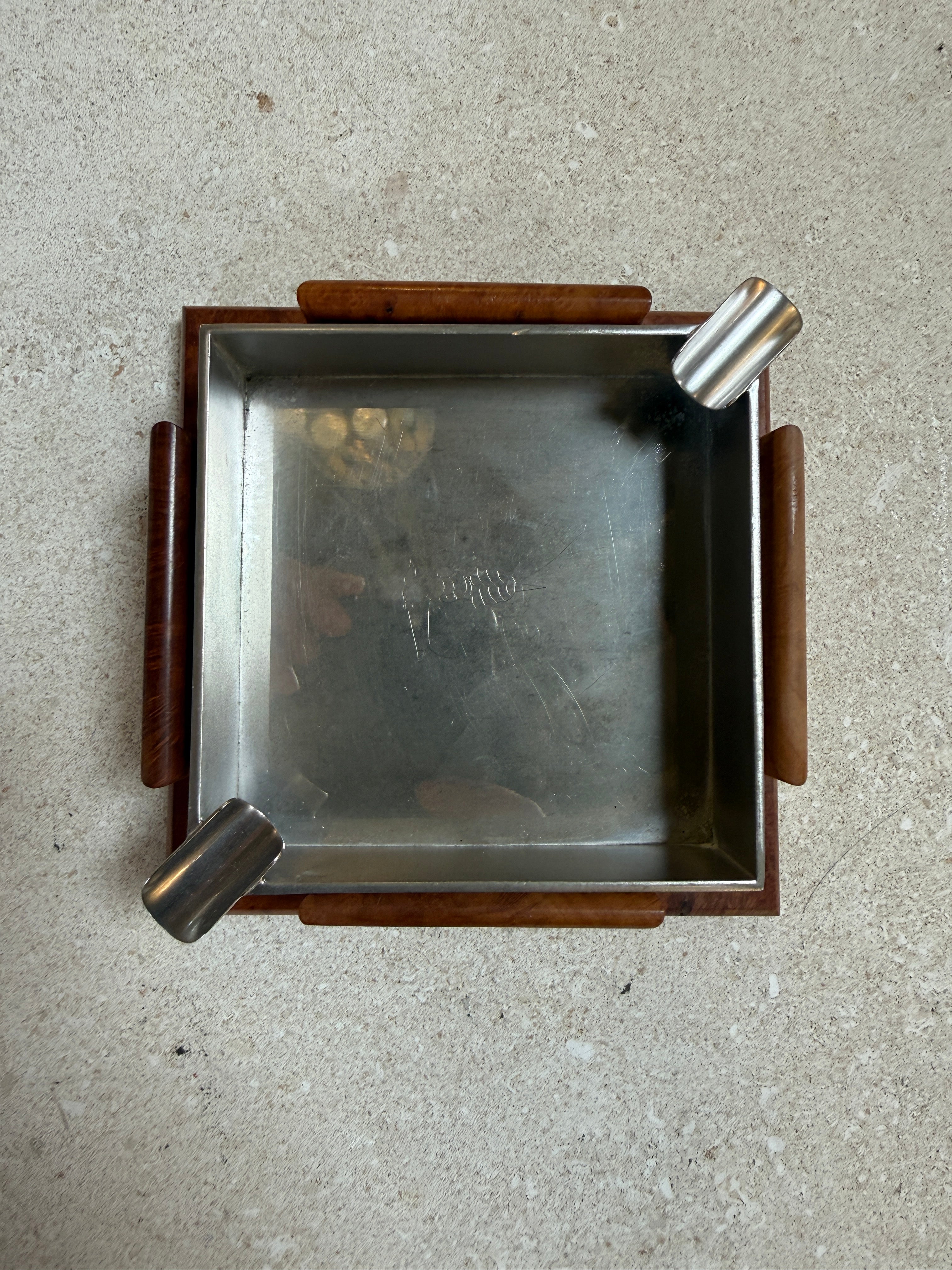 Vintage Trussardi Wood & Metal Desk Accessories Set