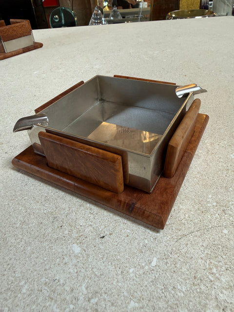 Vintage Trussardi Wood & Metal Desk Accessories Set