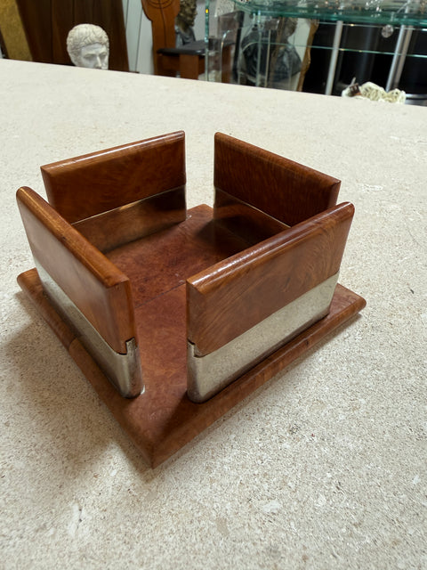 Vintage Trussardi Wood & Metal Desk Accessories Set