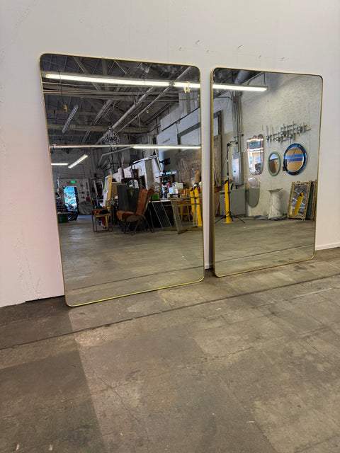 Large Italian Brass Framed Mirror, 1970s