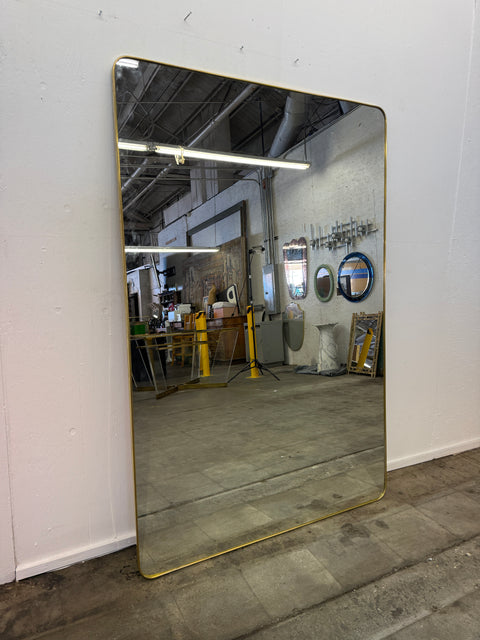 Large Italian Brass Framed Mirror, 1970s