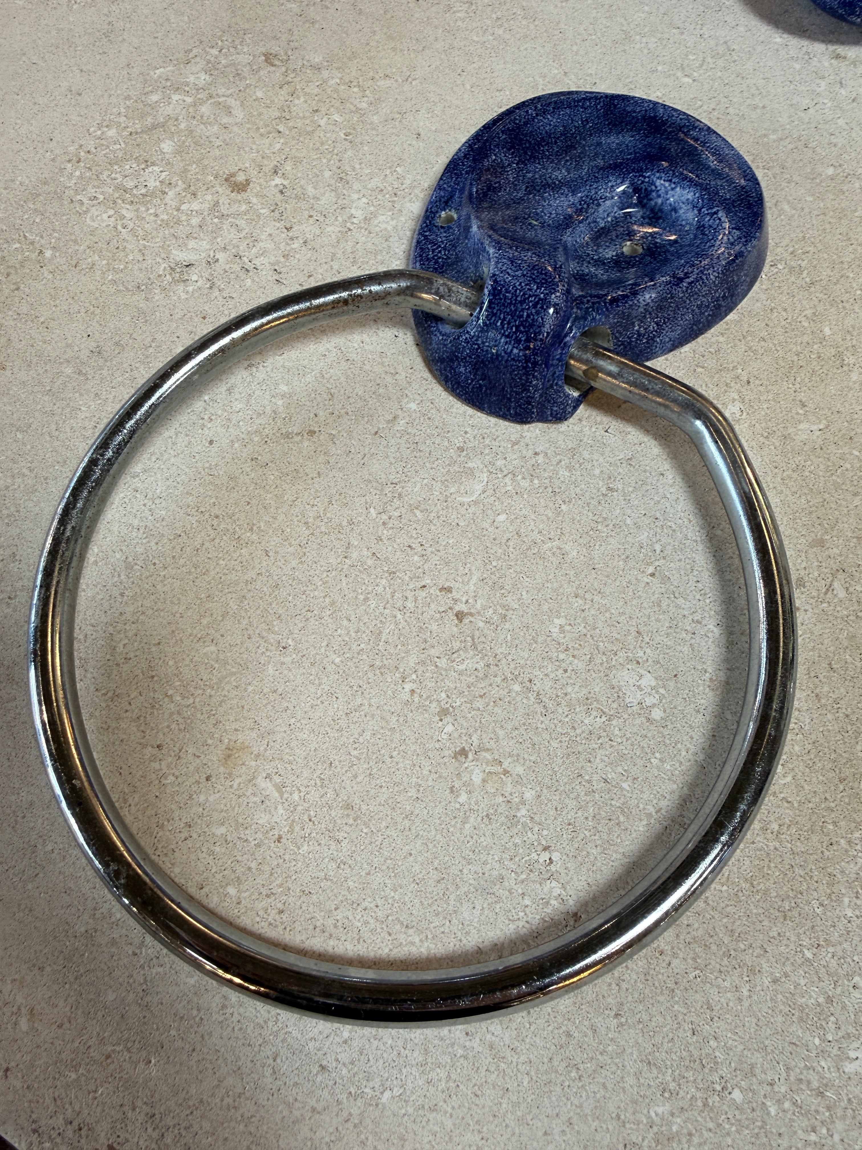 Vintage Blue Ceramic Bathroom Accessory Set (Multi-Piece)