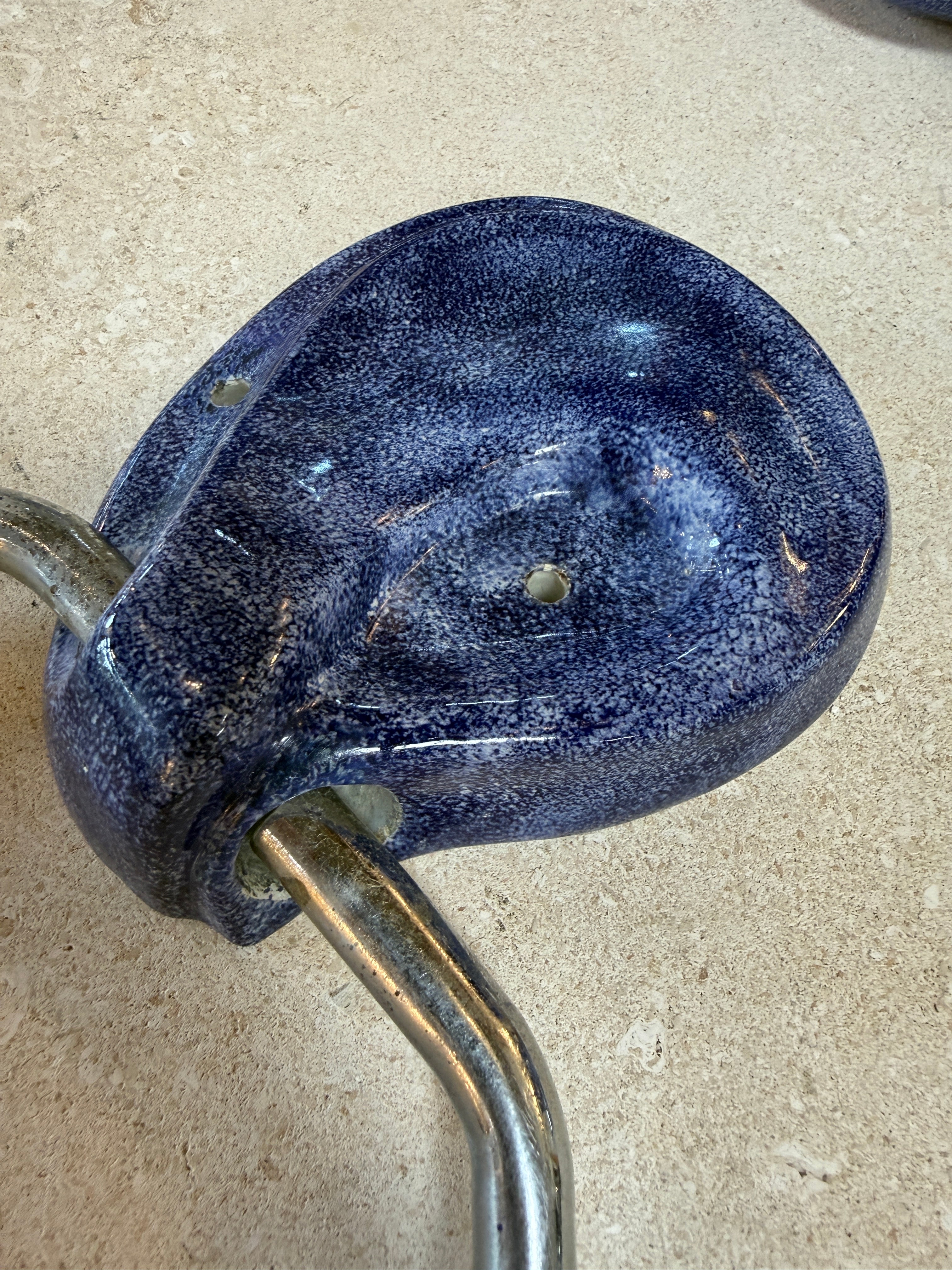 Vintage Blue Ceramic Bathroom Accessory Set (Multi-Piece)