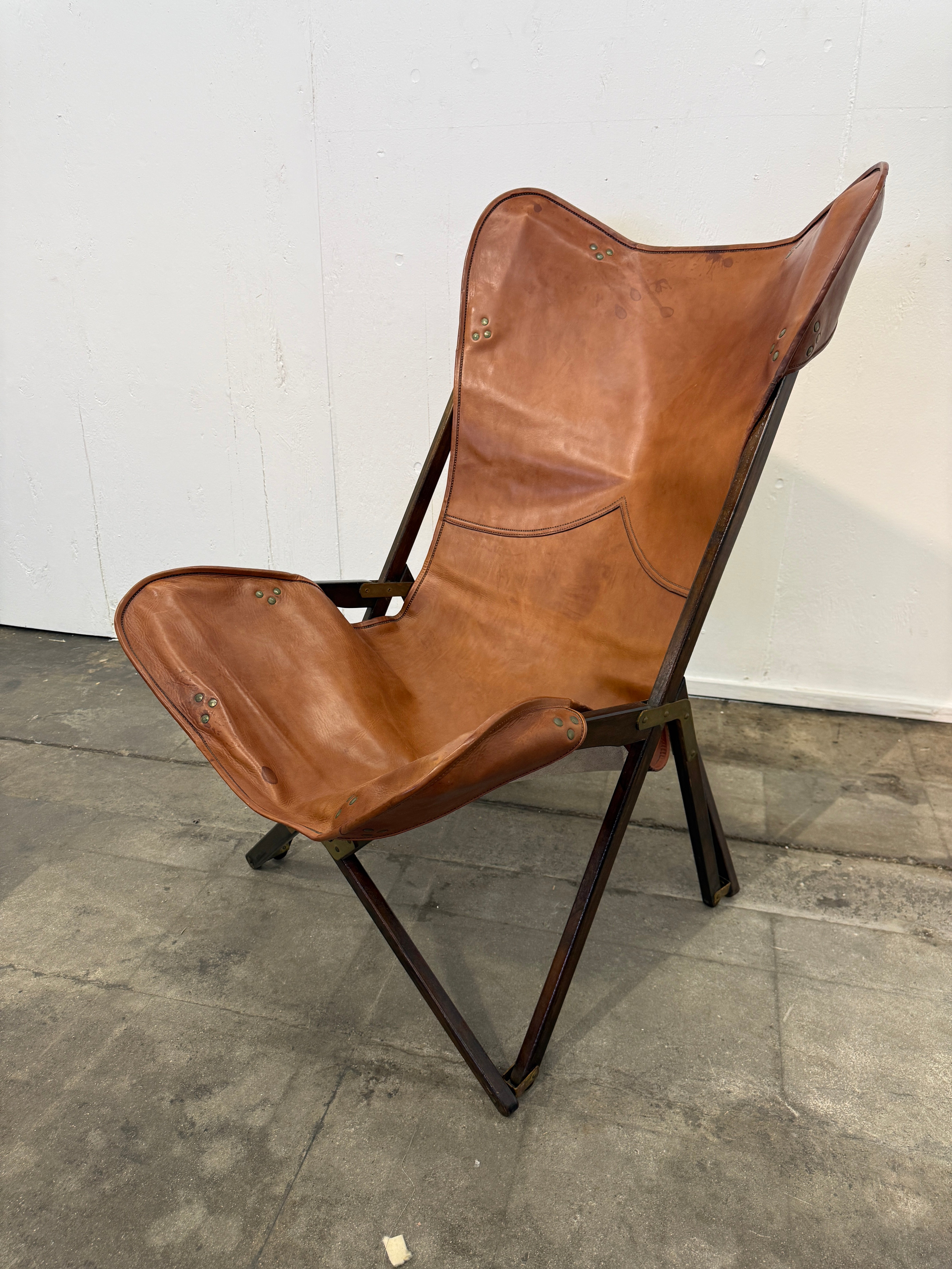 Italian “Tripolina” Folding Safari Chair Attributed to Vittoriano Viganò, 1960s