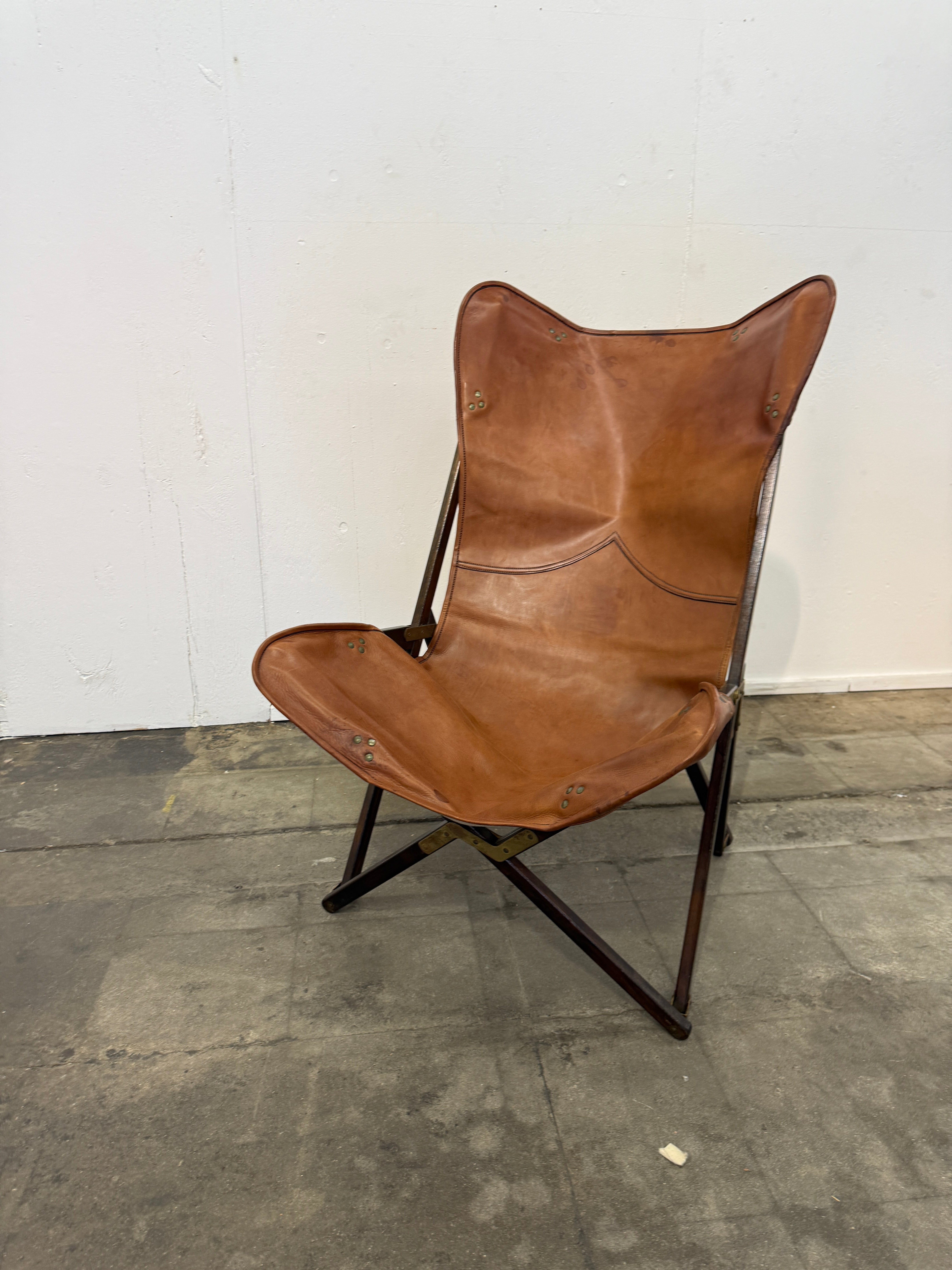 Italian “Tripolina” Folding Safari Chair Attributed to Vittoriano Viganò, 1960s