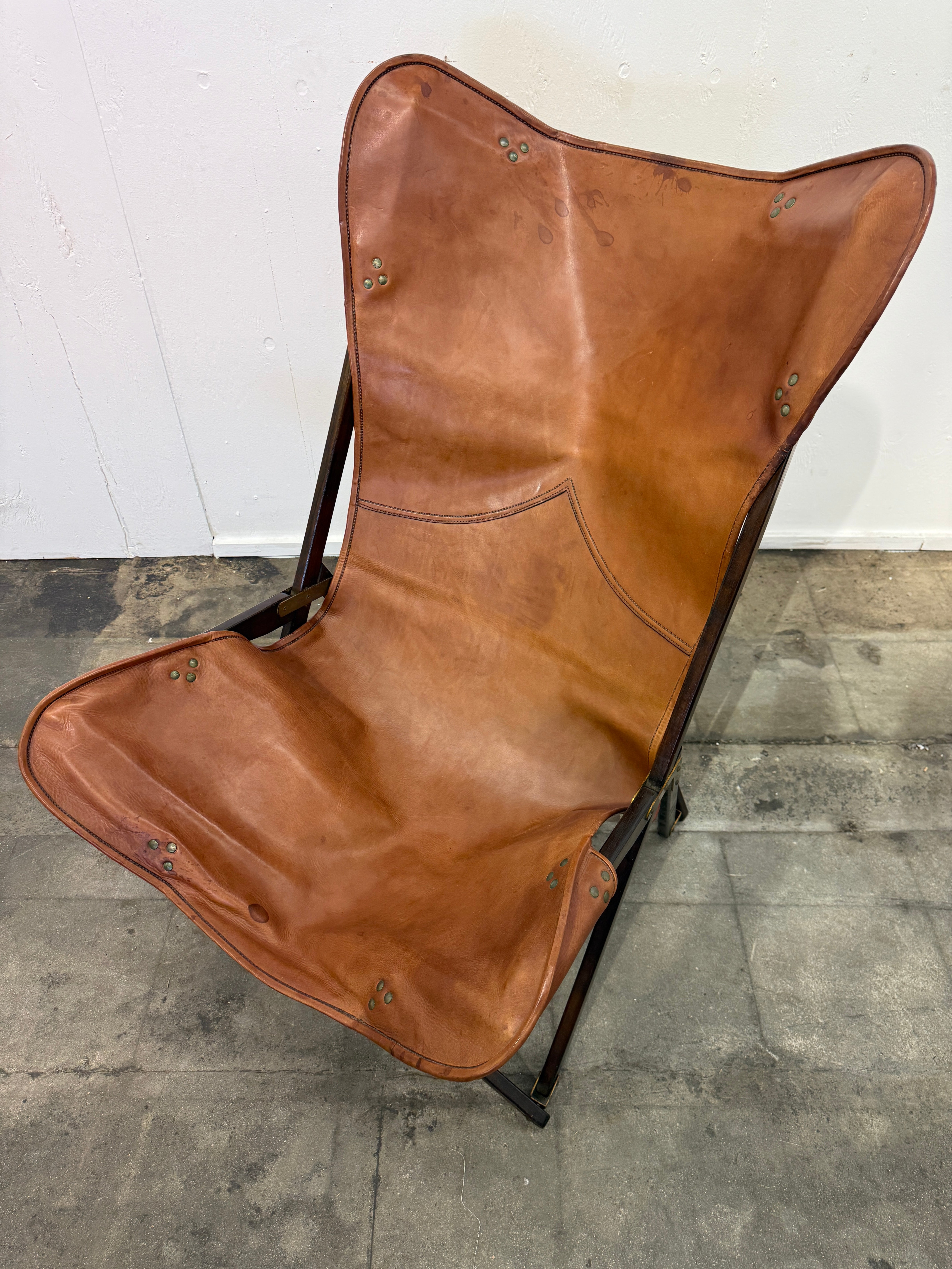 Italian “Tripolina” Folding Safari Chair Attributed to Vittoriano Viganò, 1960s