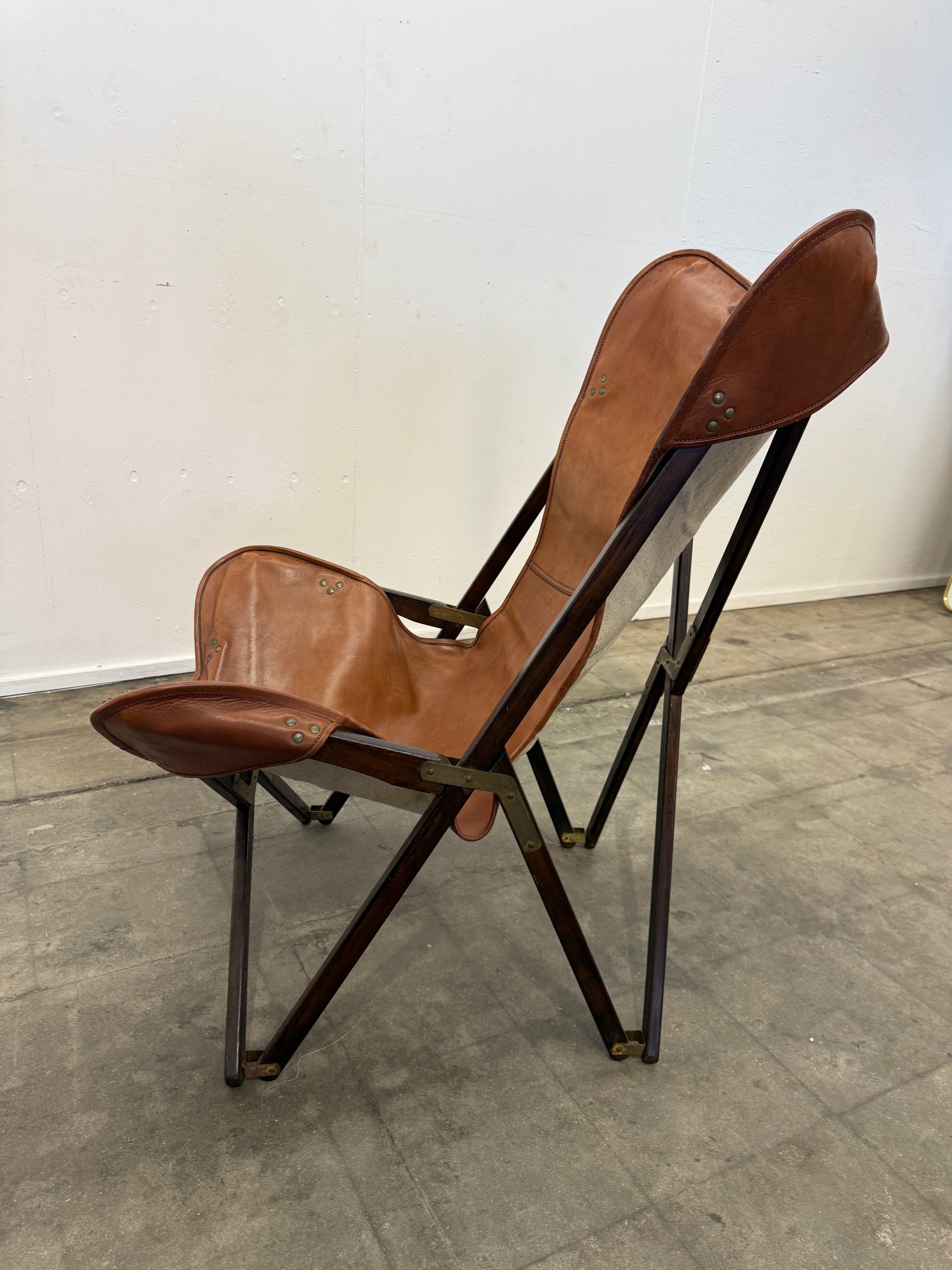 Italian “Tripolina” Folding Safari Chair Attributed to Vittoriano Viganò, 1960s