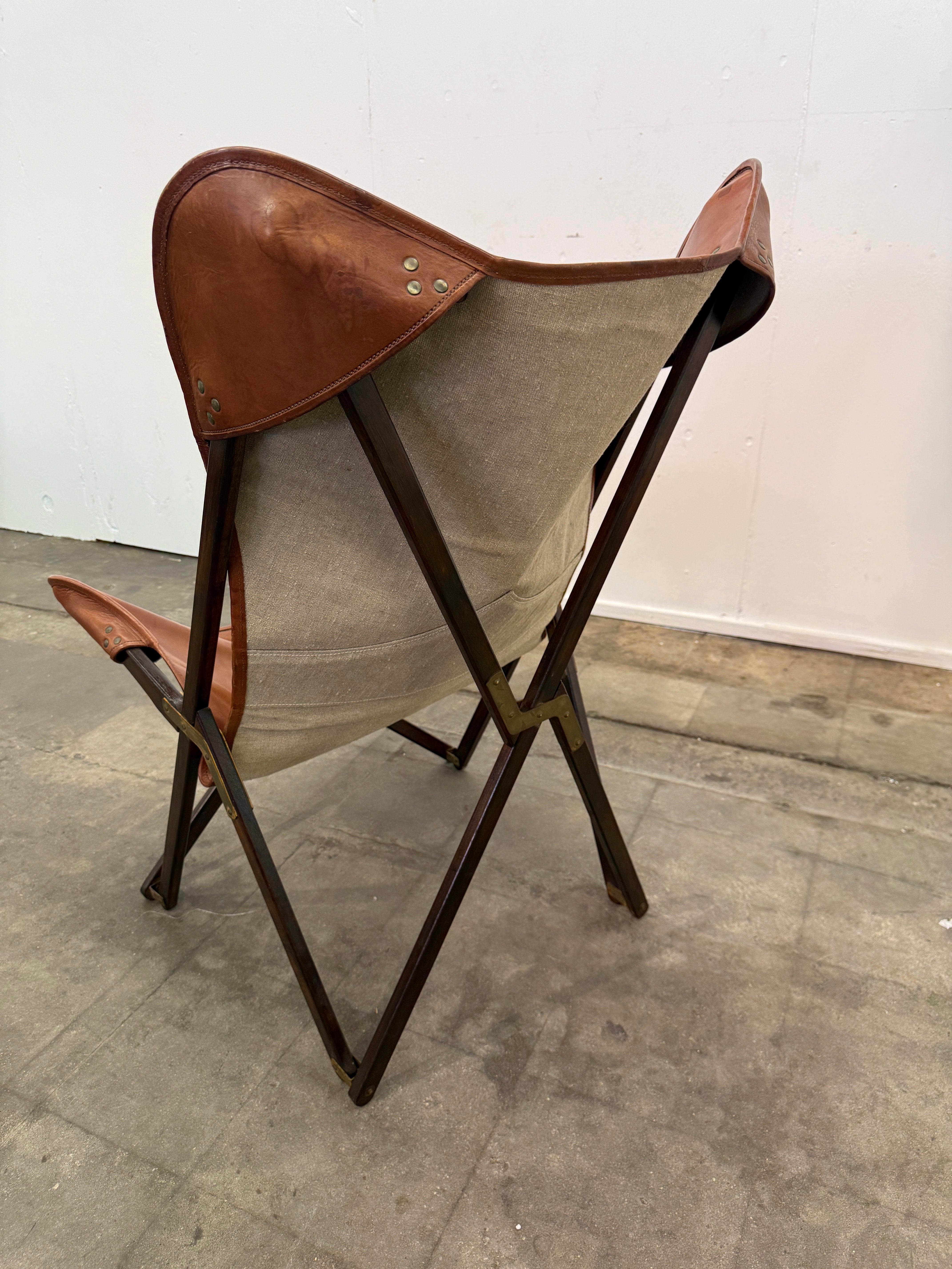 Italian “Tripolina” Folding Safari Chair Attributed to Vittoriano Viganò, 1960s