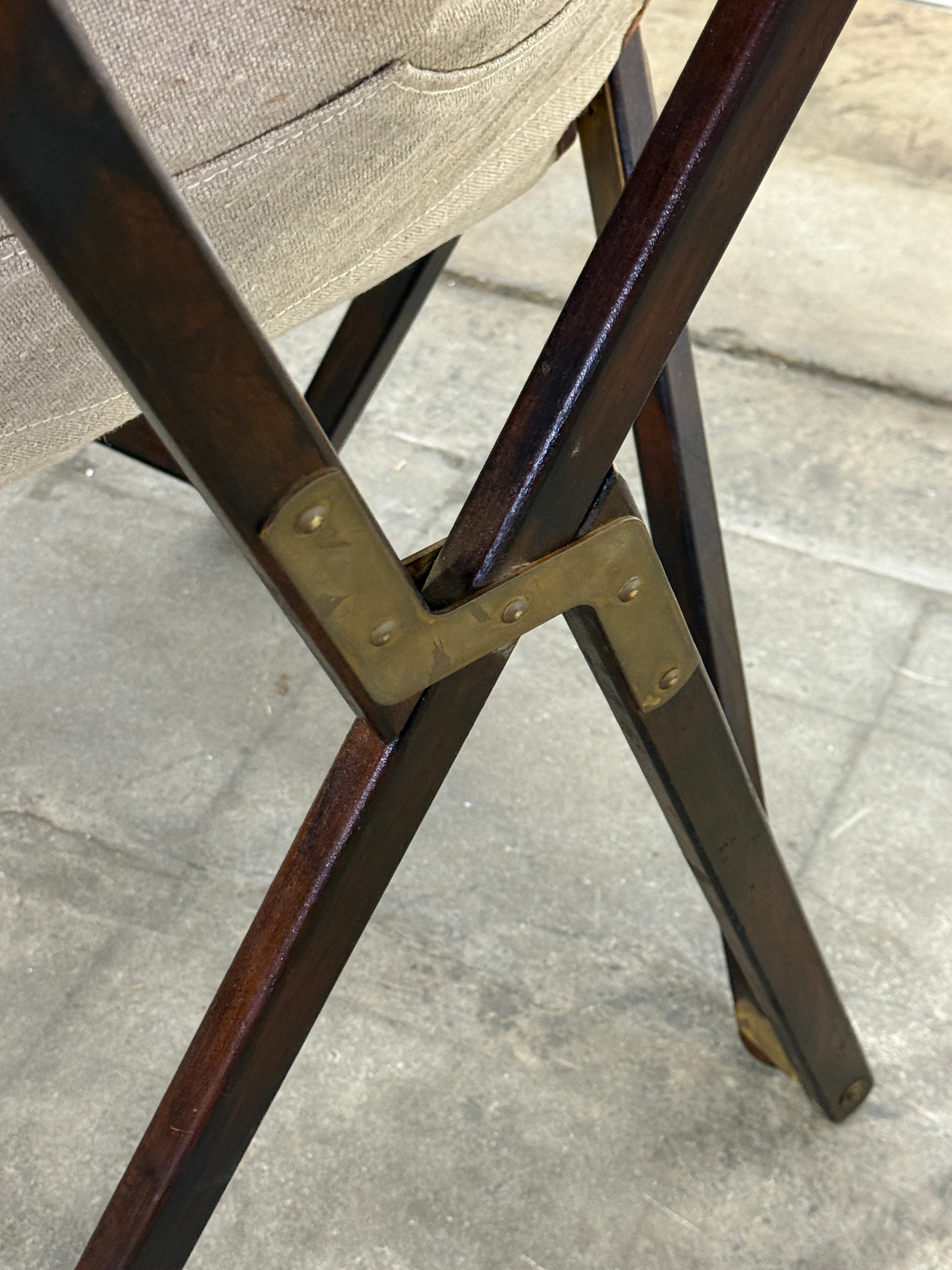 Italian “Tripolina” Folding Safari Chair Attributed to Vittoriano Viganò, 1960s
