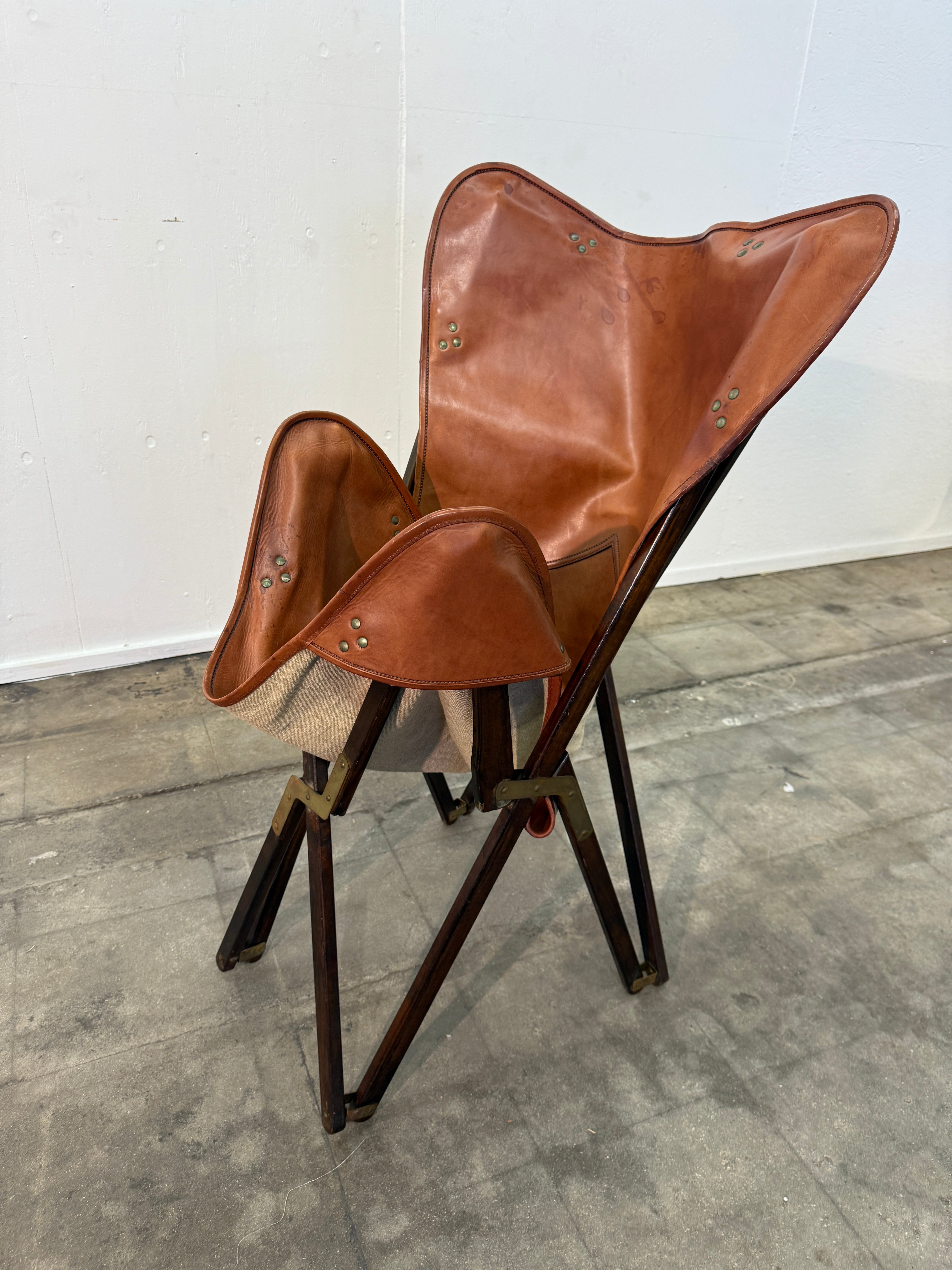 Italian “Tripolina” Folding Safari Chair Attributed to Vittoriano Viganò, 1960s