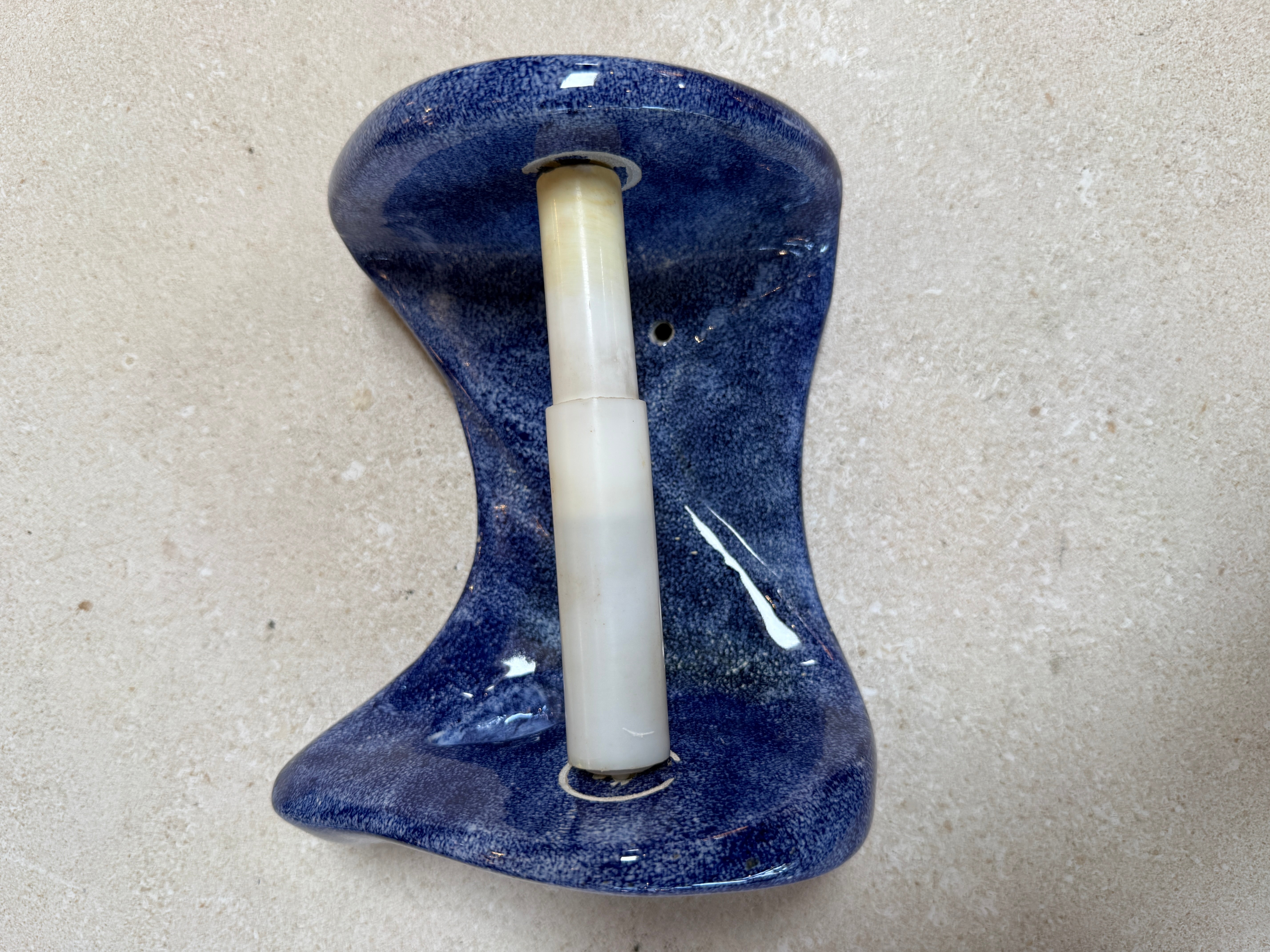 Vintage Blue Ceramic Bathroom Accessory Set (Multi-Piece)