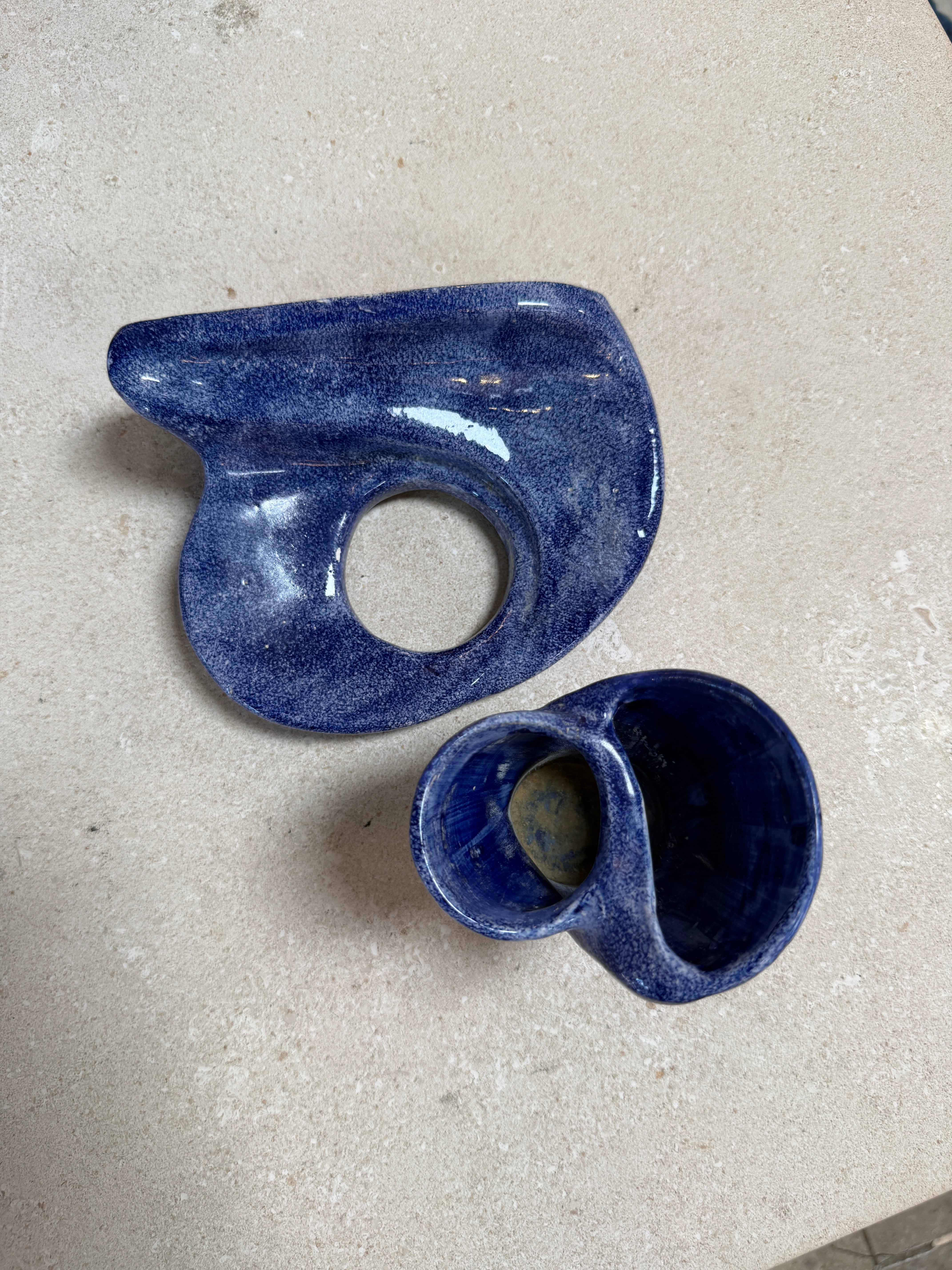 Vintage Blue Ceramic Bathroom Accessory Set (Multi-Piece)