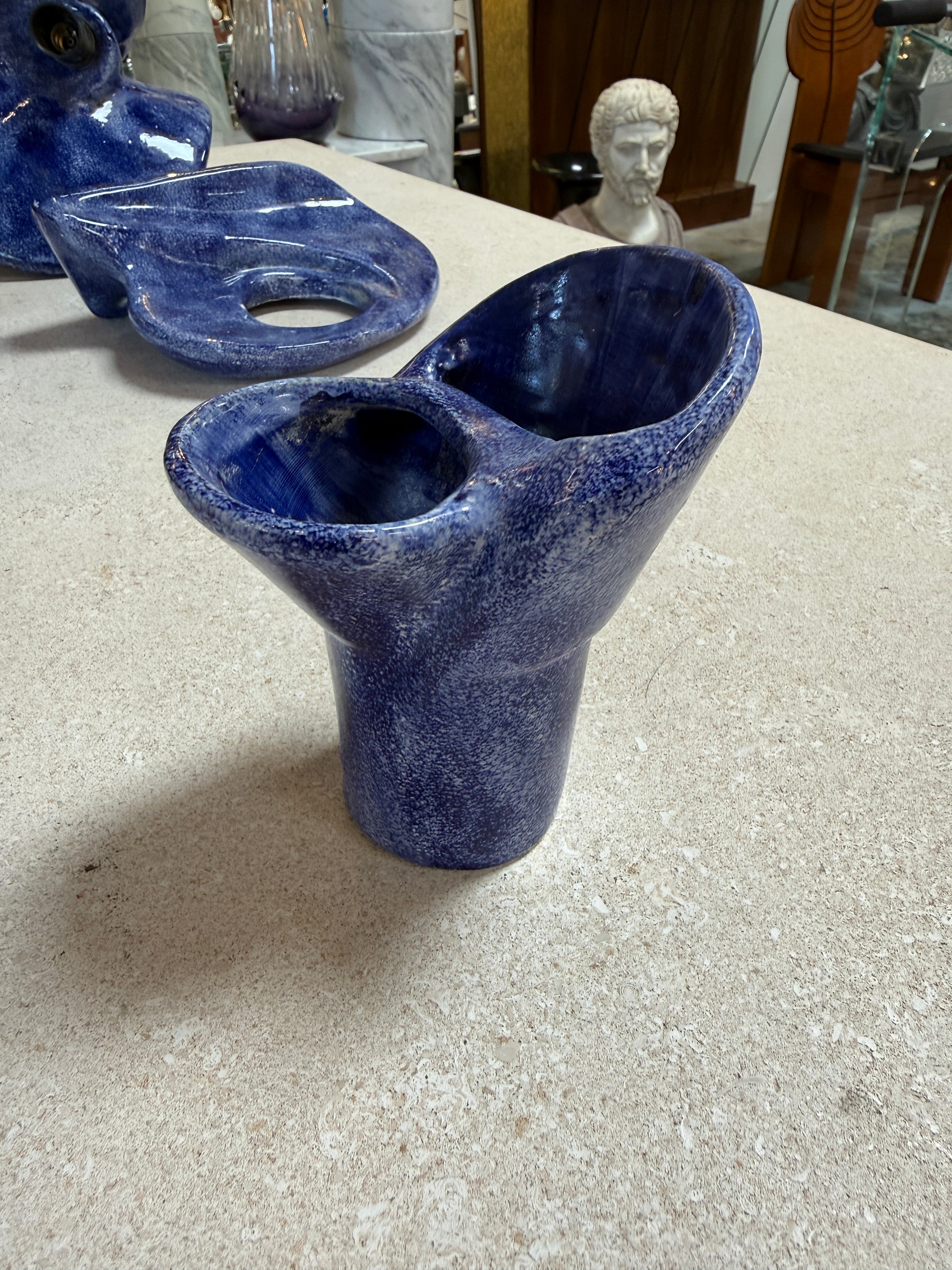 Vintage Blue Ceramic Bathroom Accessory Set (Multi-Piece)