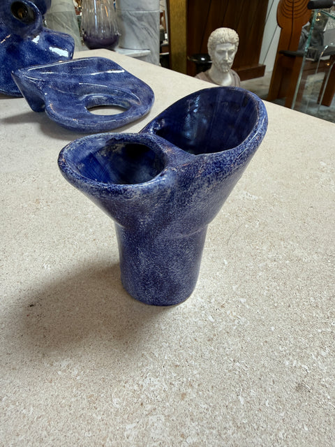 Vintage Blue Ceramic Bathroom Accessory Set (Multi-Piece)