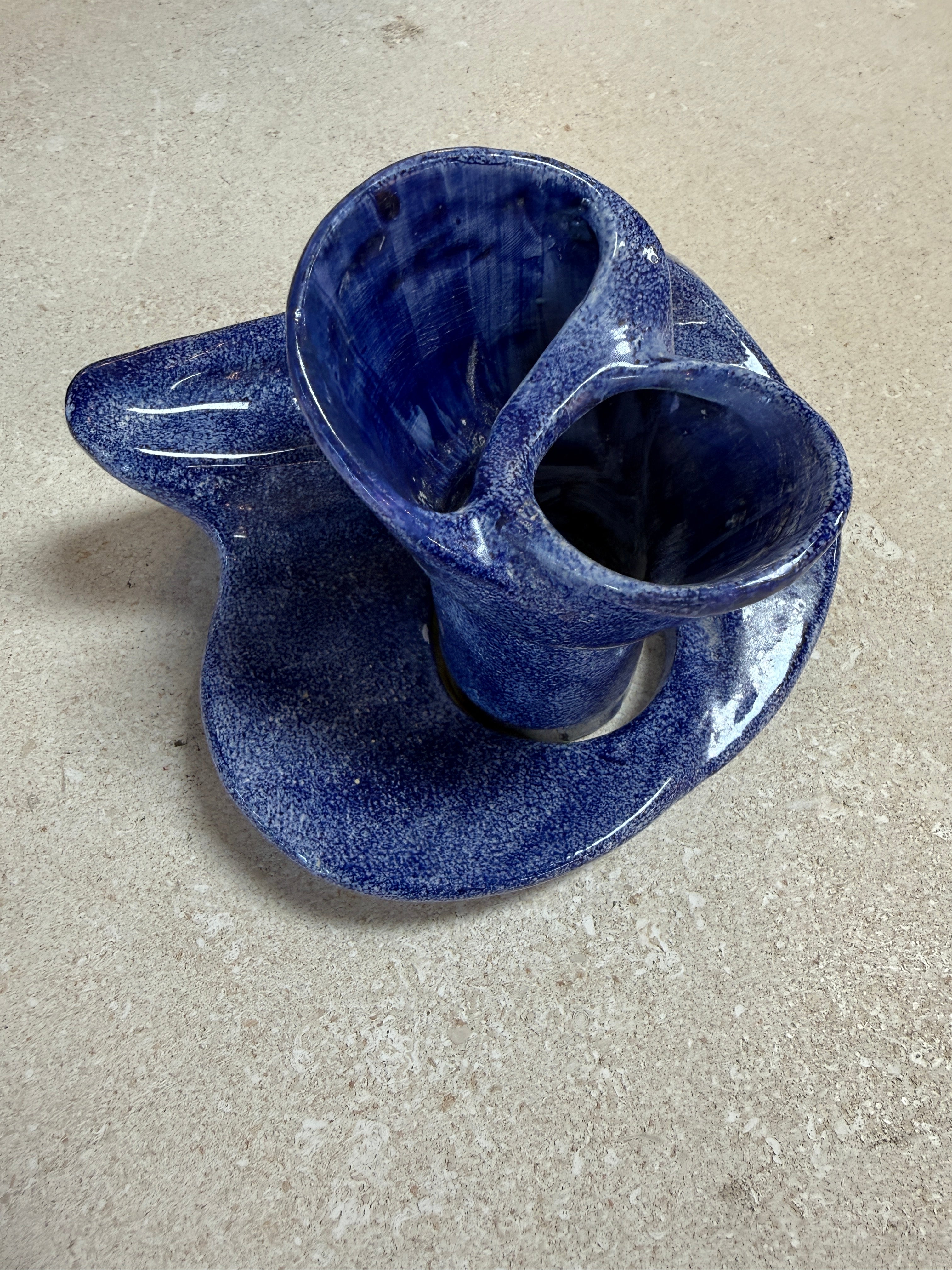 Vintage Blue Ceramic Bathroom Accessory Set (Multi-Piece)