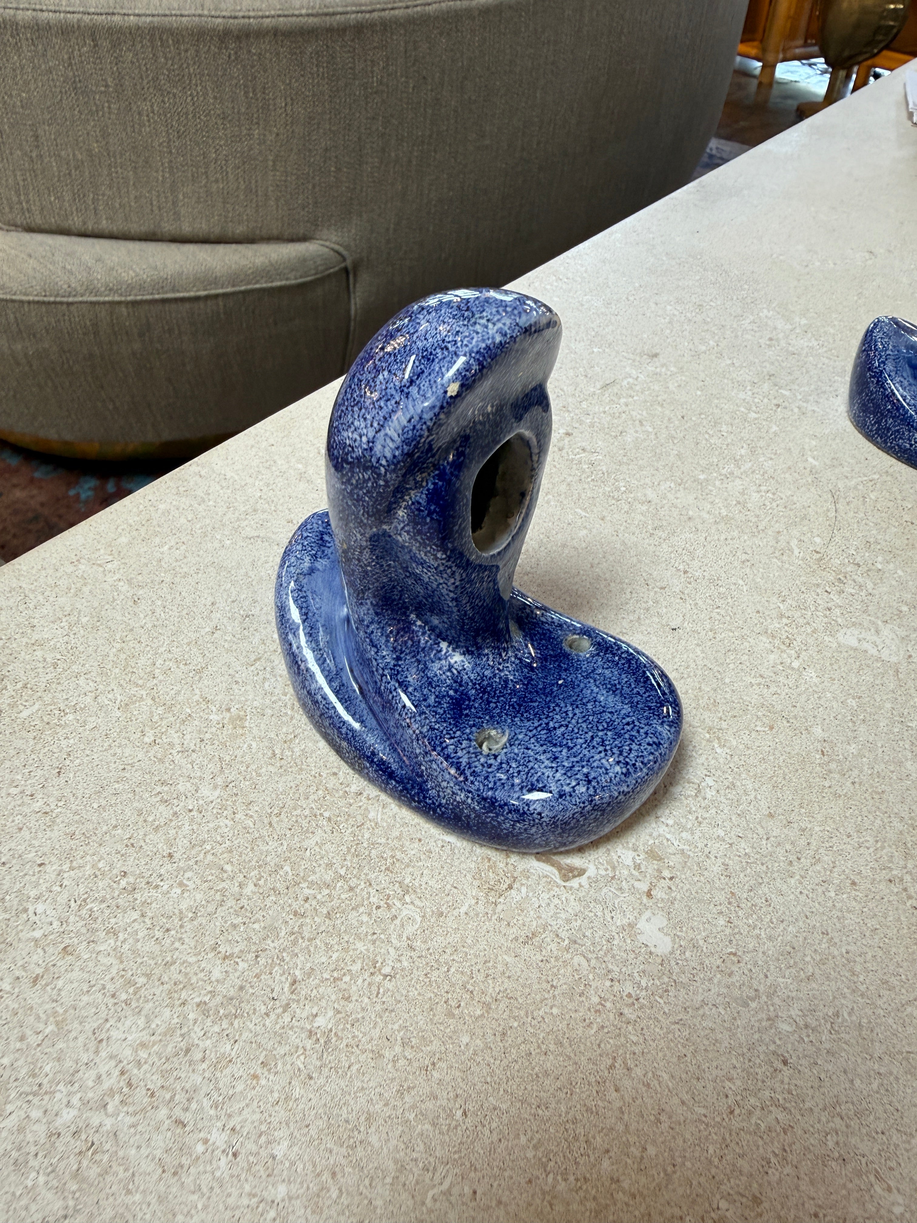 Vintage Blue Ceramic Bathroom Accessory Set (Multi-Piece)