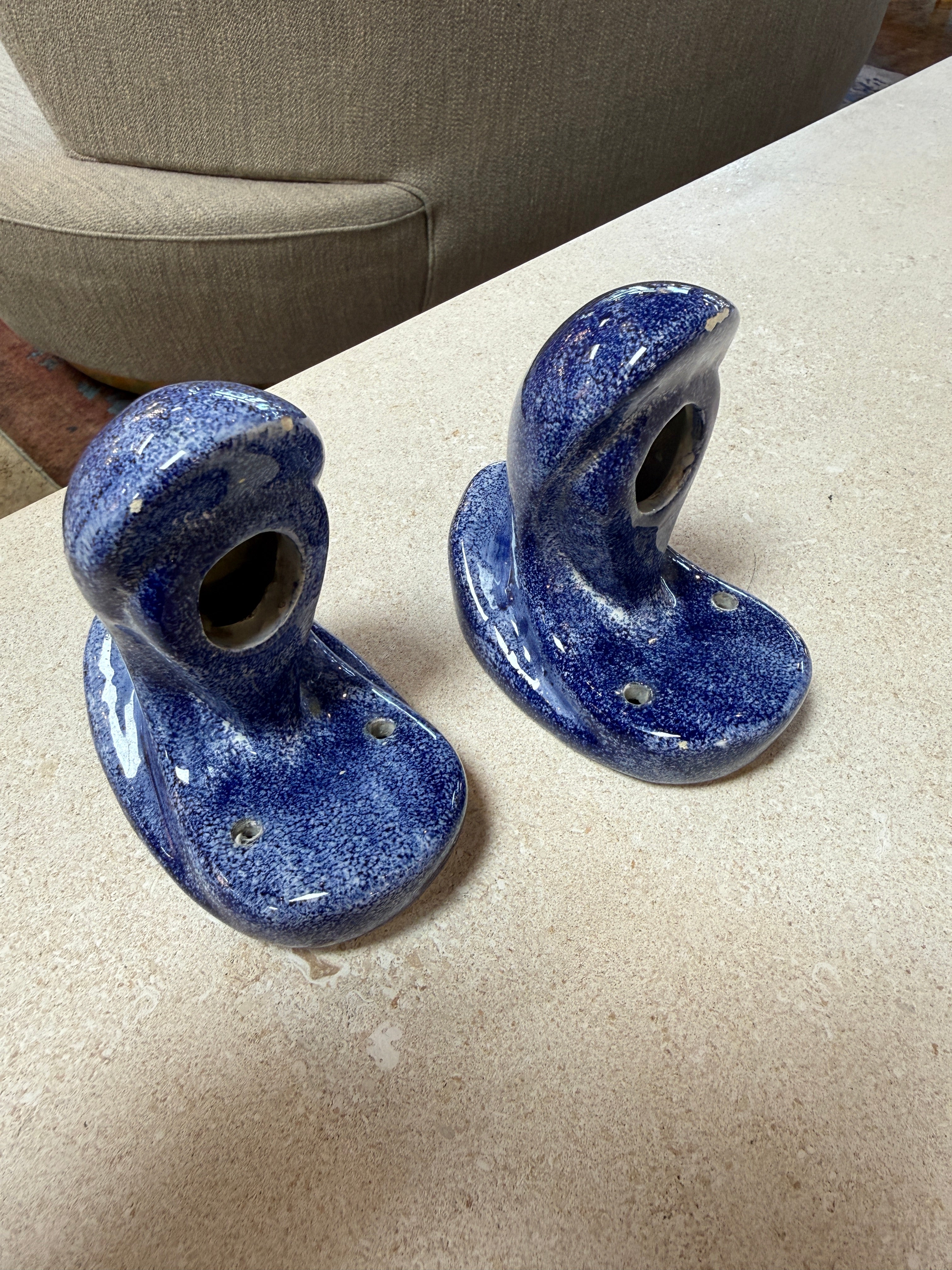 Vintage Blue Ceramic Bathroom Accessory Set (Multi-Piece)
