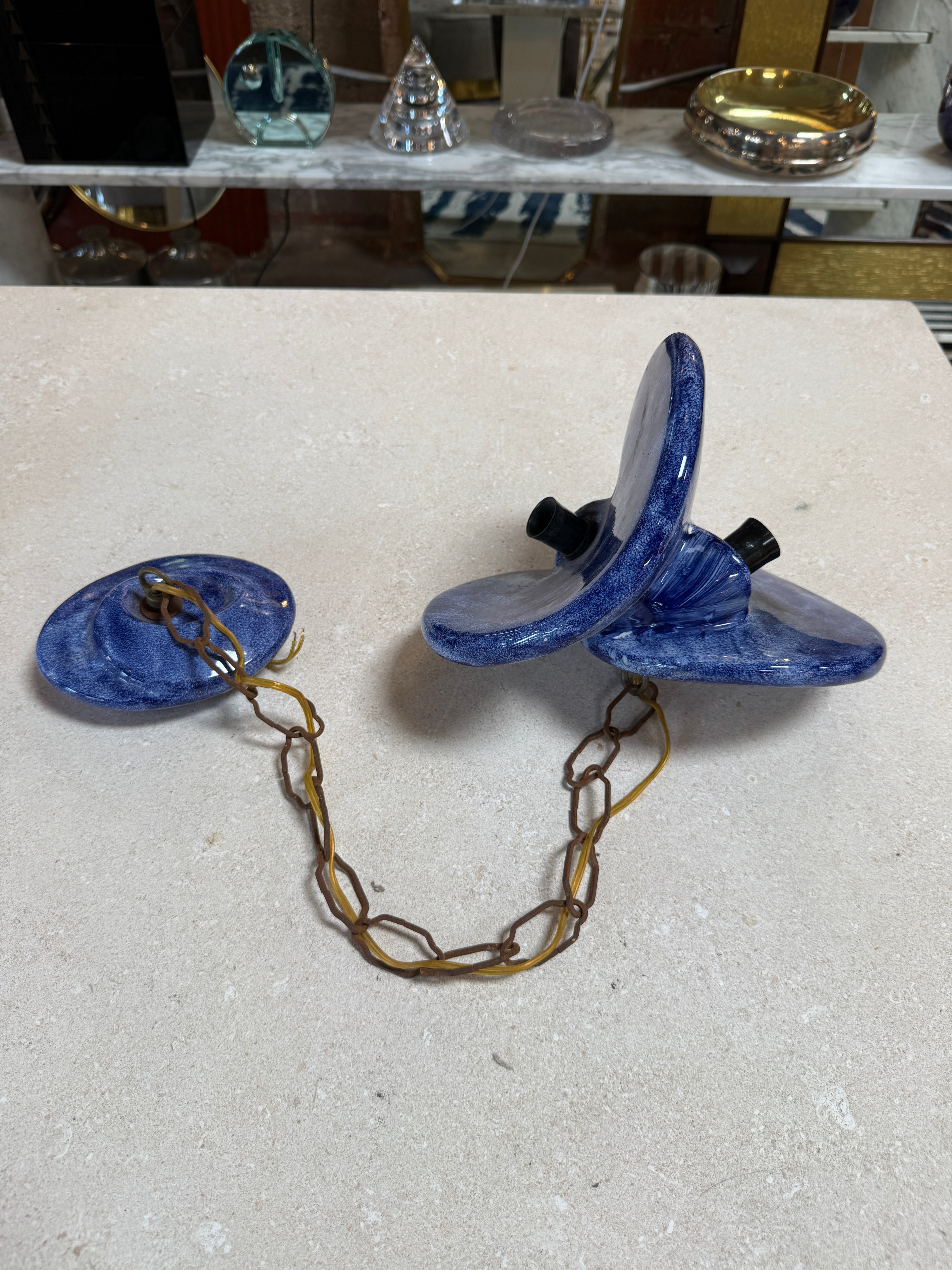 Vintage Blue Ceramic Bathroom Accessory Set (Multi-Piece)