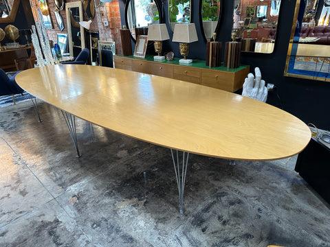 Mid Century Italian Oversize Oval Dining Table 1980s